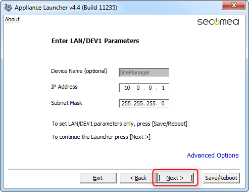 - Configure a SiteManager with the Appliance Launcher - Knowledge base